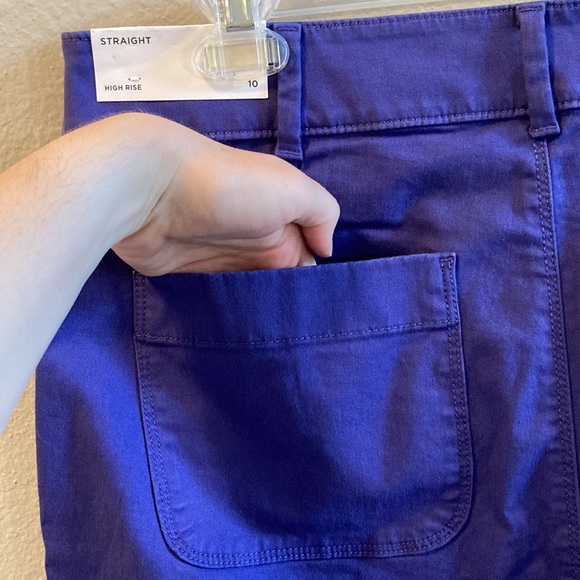 LOFT Purple Cotton High Rise Waist Pants with Front & Back Pockets - Picture 11 of 16